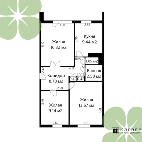 Фотография 3-комнатная квартира по адресу Полевая ул., д. 1 к. А - фото 4