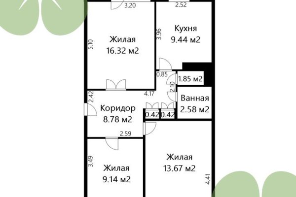 3-комнатная квартира по адресу Полевая ул., д. 1 к. А - фото 4