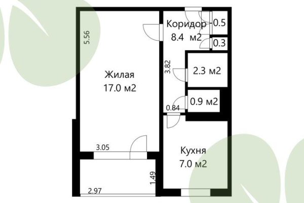 1-комнатная квартира по адресу Никифорова ул., д. 8 - фото 15