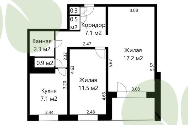 2-комнатная квартира по адресу Бачило ул., д. 2 - фото 15