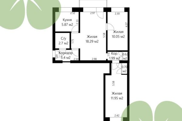 3-комнатная квартира по адресу Либкнехта ул., д. 84 к. 1 - фото 13