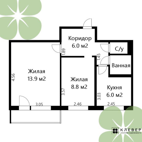 Фотография 2-комнатная квартира по адресу Славинского ул., д. 27 - фото 3