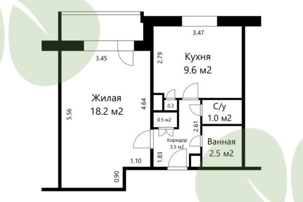 1-комнатная квартира по адресу Лынькова ул., д. 101 к. 2 - фото 4
