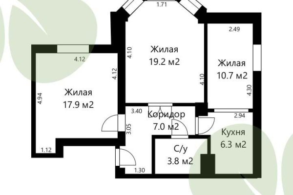 3-комнатная квартира по адресу Чернышевского ул., д. 7 к. А - фото 4