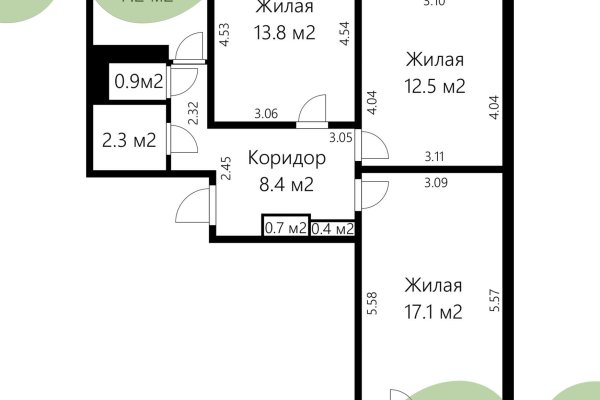 3-комнатная квартира по адресу Кунцевщина ул., д. 36 - фото 9
