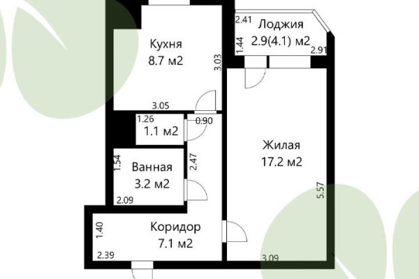 1-комнатная квартира по адресу Мира ул., д. 29 к. 1 - фото 3