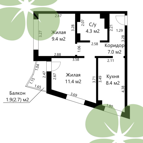 Фотография 2-комнатная квартира по адресу Жореса Алфёрова ул., д. 13 - фото 5