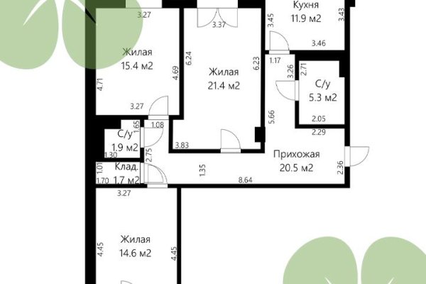 3-комнатная квартира по адресу Аркадия Смолича ул., д. 2 - фото 20