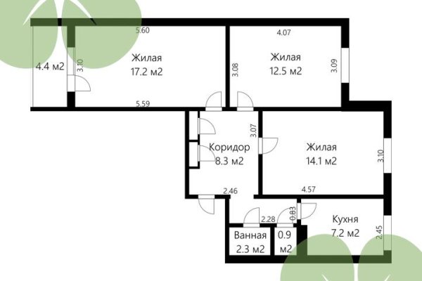 3-комнатная квартира по адресу Одинцова ул., д. 36 к. 1 - фото 14
