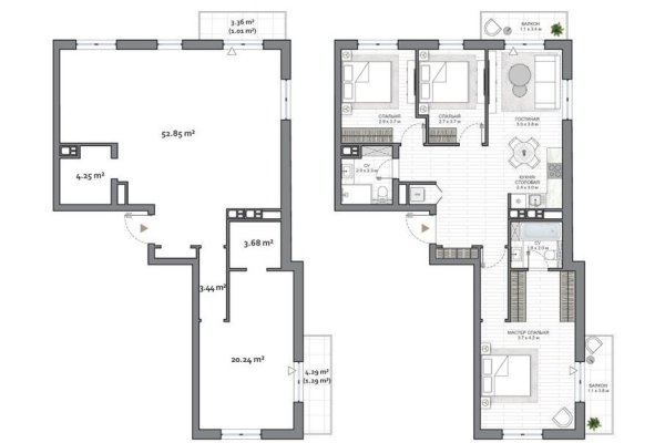 3-комнатная квартира по адресу Виталия Цвирко ул., д. 65 - фото 19