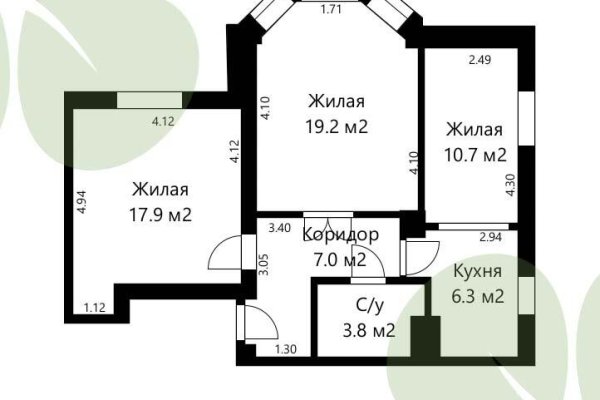 3-комнатная квартира по адресу Чернышевского ул., д. 7 к. А - фото 19