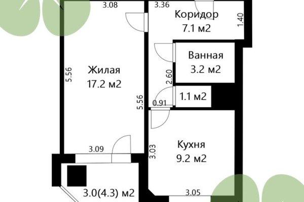1-комнатная квартира по адресу Аладовых ул., д. 7 - фото 15
