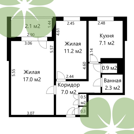 Фотография 2-комнатная квартира по адресу Космонавтов ул., д. 5 к. 1 - фото 10
