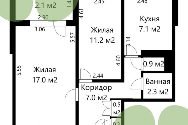2-комнатная квартира по адресу Космонавтов ул., д. 5 к. 1 - фото 10