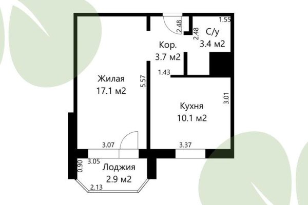 1-комнатная квартира по адресу Александрова ул., д. 1 - фото 7