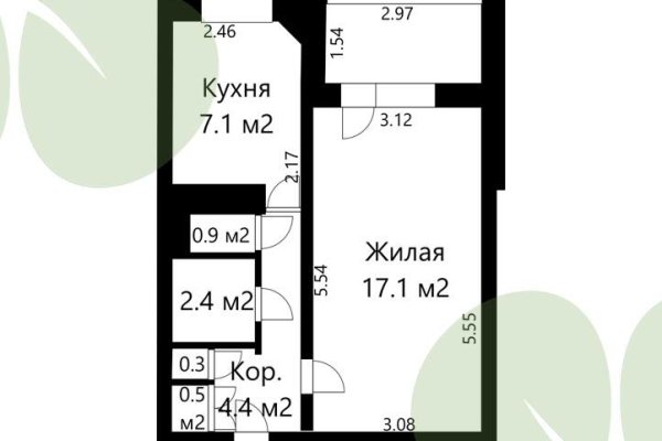 1-комнатная квартира по адресу Звязда газеты просп., д. 17 - фото 10
