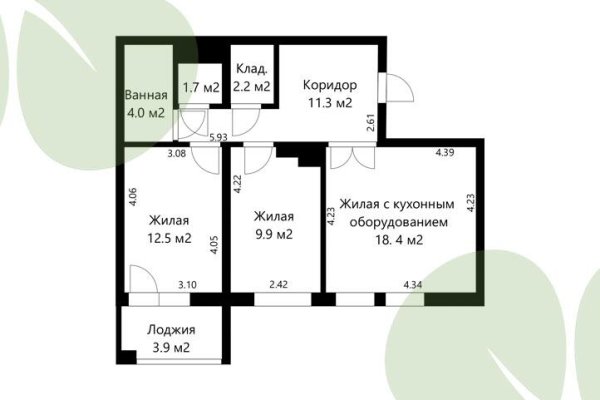 3-комнатная квартира по адресу Бурдейного ул., д. 10 - фото 6