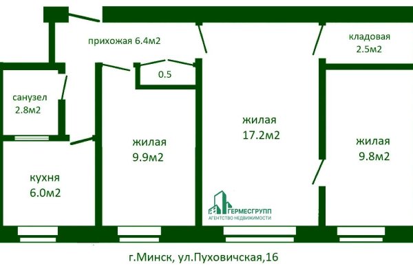3-комнатная квартира по адресу Пуховичская ул., д. 16 - фото 3