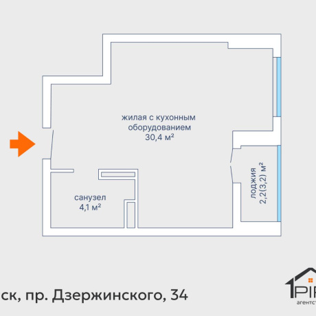 Фотография 1-комнатная квартира по адресу Дзержинского просп., д. 34 - фото 17