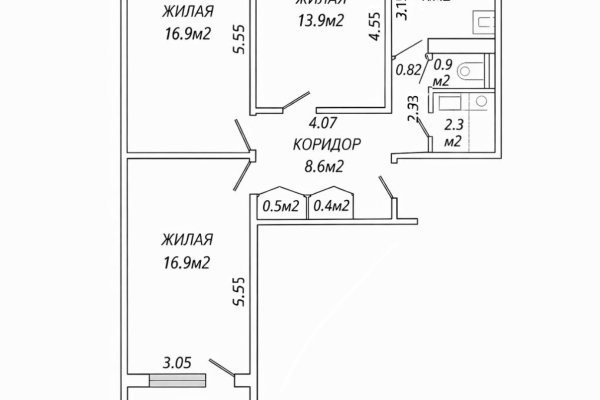3-комнатная квартира по адресу Рокоссовского, 153 - фото 8